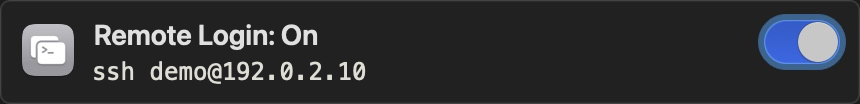 Real Remote Login dialog header and its on/off switch.
